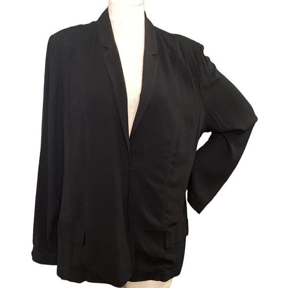Chico's 3 (XL/16) Black Rayon Spandex Relaxed Boyfriend Style Blazer Jacket 183H - Picture 1 of 8